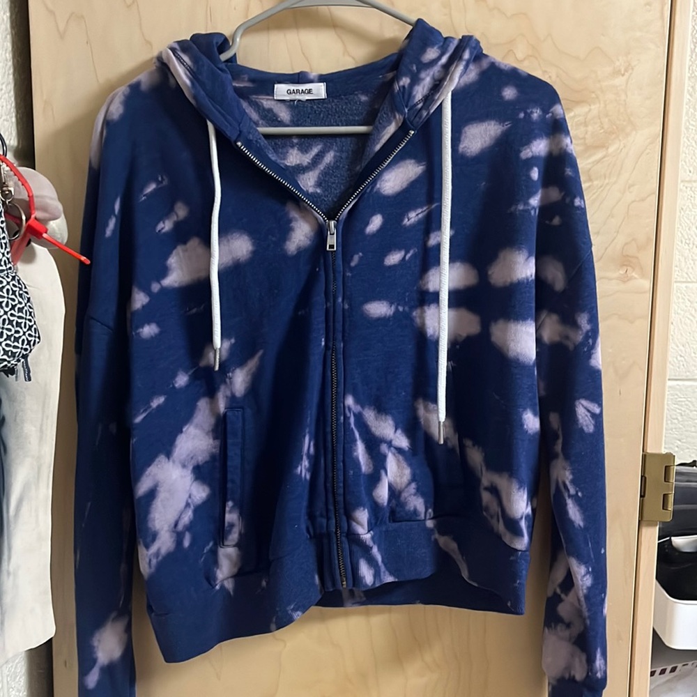garage tie dye cropped zip up